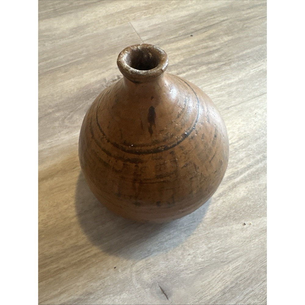 Pottery Hand Made Clay bud vase rustic brown